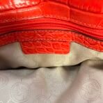 Michael Kors Red Croc Embossed Leather Satchel Shoulder Bag Gold Hardware - Image 8