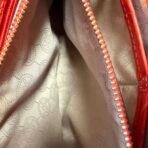 Michael Kors Red Croc Embossed Leather Satchel Shoulder Bag Gold Hardware - Image 9