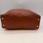 Michael Kors Hamilton Brown Leather Satchel Shoulder Bag Gold Lock MK Large - Image 11