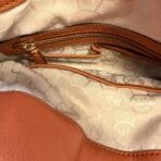 Michael Kors Hamilton Brown Leather Satchel Shoulder Bag Gold Lock MK Large - Image 9