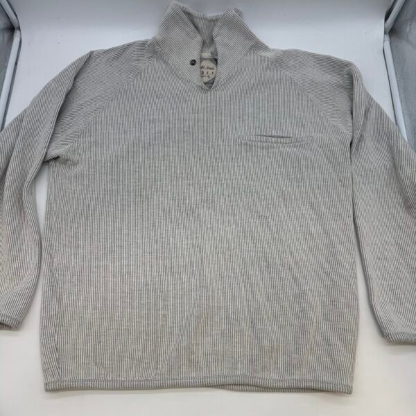 LOFT Light Knits Men’s Striped Pullover Sweater Size L Cotton Blend Grey