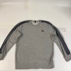 Adidas Men’s Grey Navy 3-Stripes Crewneck Sweatshirt – Size L - Image 3