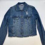 Suko Jeans Women’s Studded Denim Jacket L Crop Frayed Hem NWT - Image 3