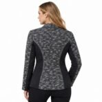 Melanie Lyne NESS Women Jacket XL Black Grey Textured Lace Trim Button Front New - Image 2
