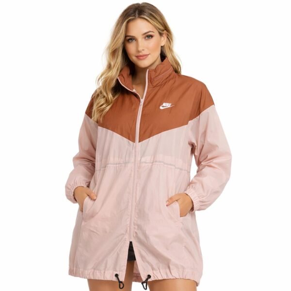 Nike Women’s Windrunner Jacket XL Pink Brown Long Windbreaker New With Tag