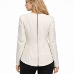 Melanie Lyne Ivory Open Front Blazer Chiffon Back Jacket Size 16 NWT Elegant - Image 2