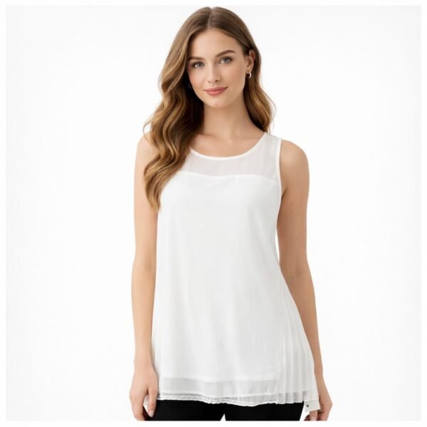 Melanie Lyne White Sleeveless Pleated Blouse Top Women Size L New With Tag