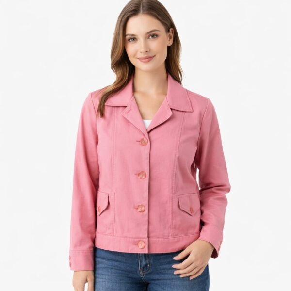 Mac & Jac Pink Button Front Cotton Jacket Size 14 Women’s