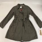 DKNY Jeans Women’s Green Utility Trench Coat Belted Size L NWT - Image 3