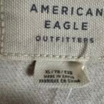 American Eagle Distressed Denim Jacket Beige XL NWT Frayed Hem Ripped Casual - Image 9