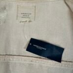 American Eagle Distressed Denim Jacket Beige XL NWT Frayed Hem Ripped Casual - Image 10