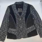 Melanie Lyne NESS Women Jacket XL Black Grey Textured Lace Trim Button Front New - Image 3