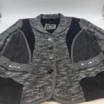 Melanie Lyne NESS Women Jacket XL Black Grey Textured Lace Trim Button Front New - Image 4