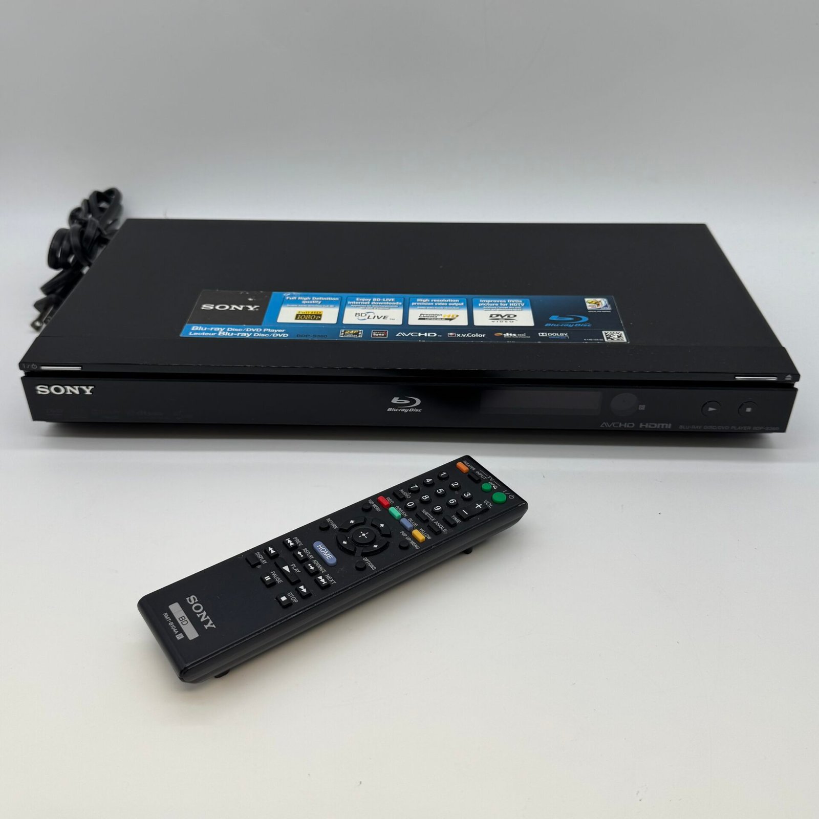 IMG_0538 Sony BDP-S360 Blu-Ray DISC/DVD Player 1080p Comes W/Remote HDMI Power Cord - Image 1