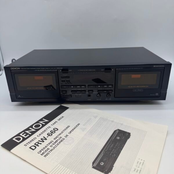 1990s Vintage Denon DRW-660 Stereo Double Cassette Tape Deck HX Pro Dolby
