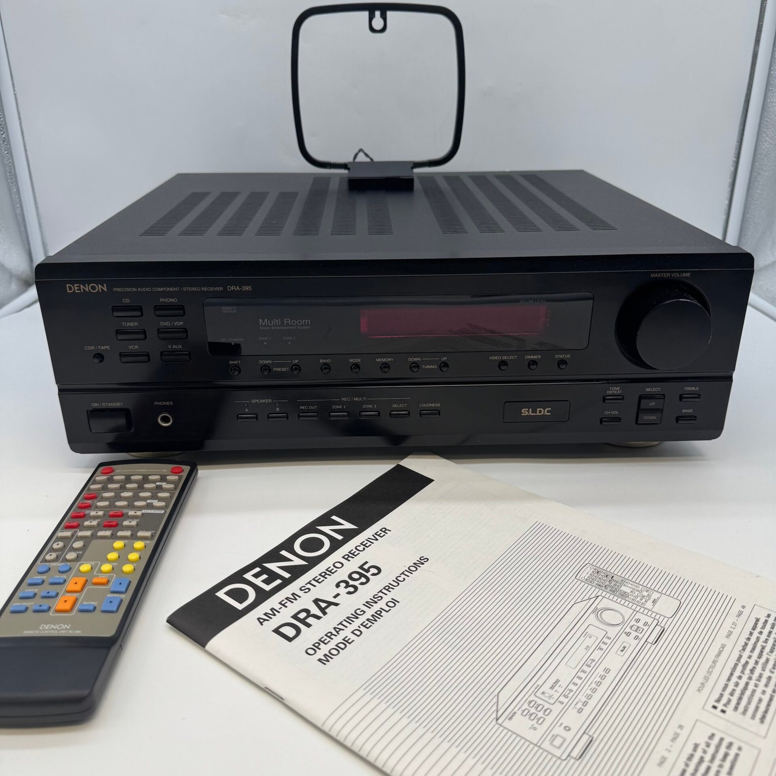 IMG_0640 1990s Vintage Denon DRA-395 AM/FM Stereo Receiver Bundle With Remote,Tested - Image 1