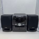 Vintage 1990s Sharp CD-C422 Mini Stereo System 3-CD Changer Dual Cassette Tested