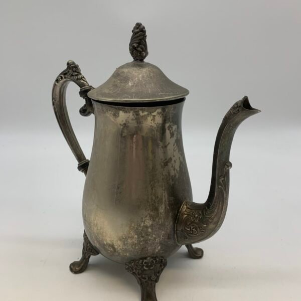 Vintage Silver Plated Victorian Coffee Pot – Ornate Claw Foot Teapot – Antique Decor
