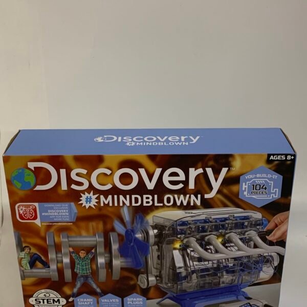 Discovery Mindblown Model Engine Kit 104 Pieces STEM DIY Working Engine w/ LED Lights