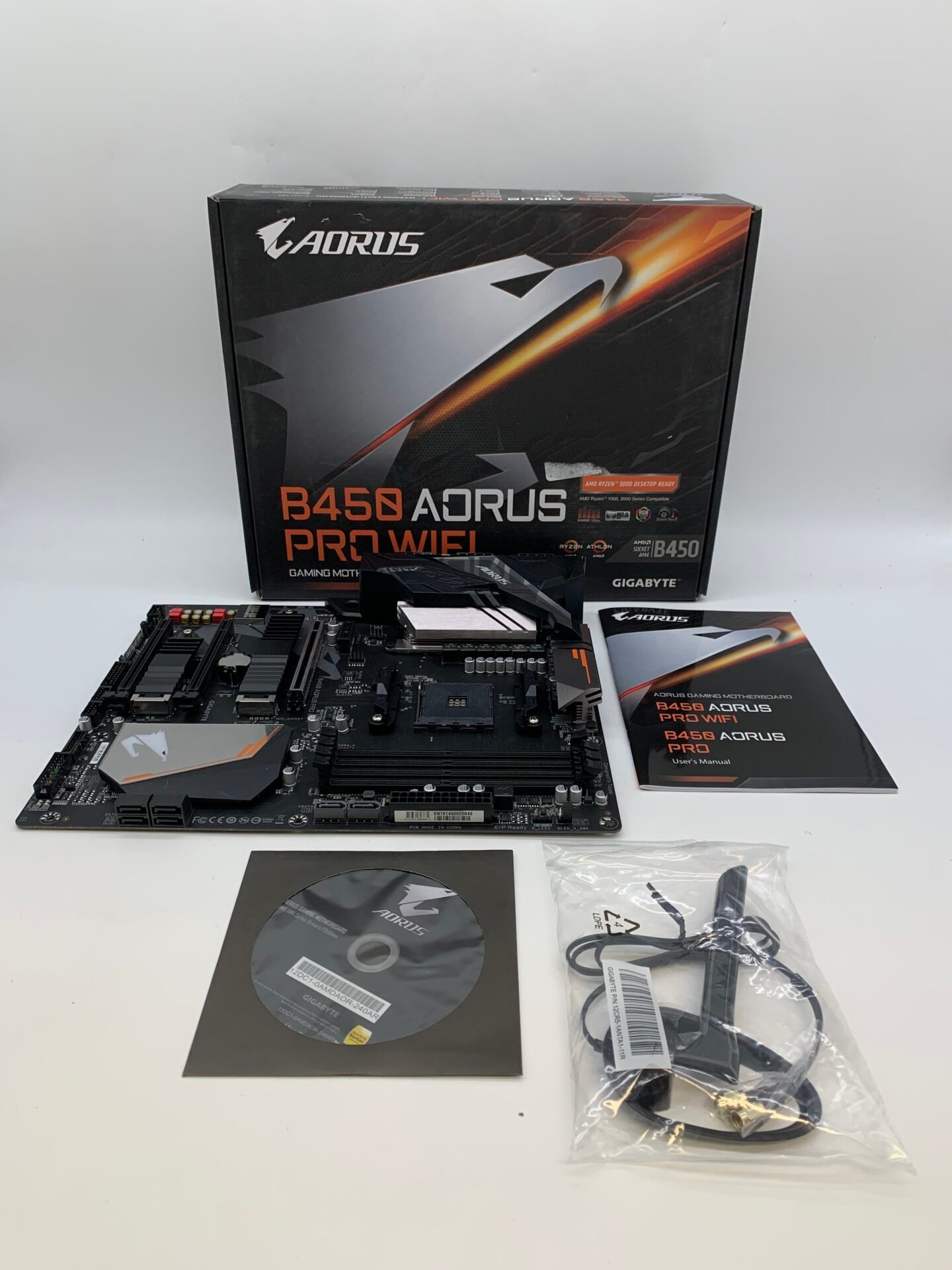 IMG_2932 Gigabyte B450 AORUS PRO WIFI AM4 ATX Motherboard DDR4 WiFi No CPU Included - Image 1