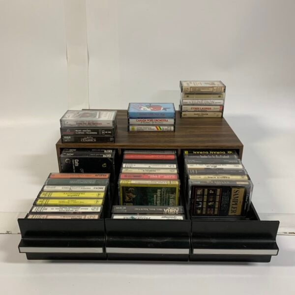 Vintage Cassette Tape Case w/ Retro Music Collection