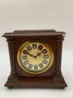 Vintage German Mantel Clock Wooden Case Roman Numerals Desk Shelf Clock Made in Germany - Image 6