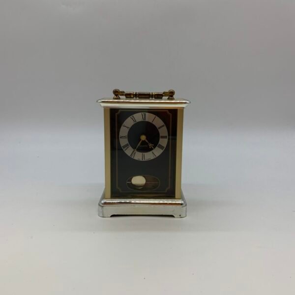 Vintage Hechinger Quartz Desk Clock Made in Germany Brass Glass Mantel Clock Working