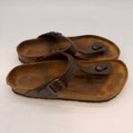 Birkenstock Gizeh Leather Sandals Brown EU 40 Made In Germany - Image 5