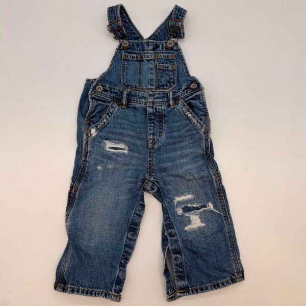 Baby Gap 1969 Denim Overalls 18-24 Months Distressed Jean Bib Romper Toddler