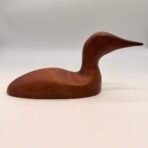 Vintage Hand Carved Wooden Duck Sculpture Signed M.D. 1989 Teak Style Decor - Image 4