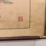 Large Chinese Silk Scroll Landscape Painting 110” Framed Asian Wall Art Signed Seal - Image 3