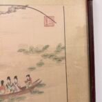 Large Chinese Silk Scroll Landscape Painting 110” Framed Asian Wall Art Signed Seal - Image 5