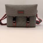 IMAGE Camera Shoulder Bag Gray Red Padded Carry Case Adjustable Strap
