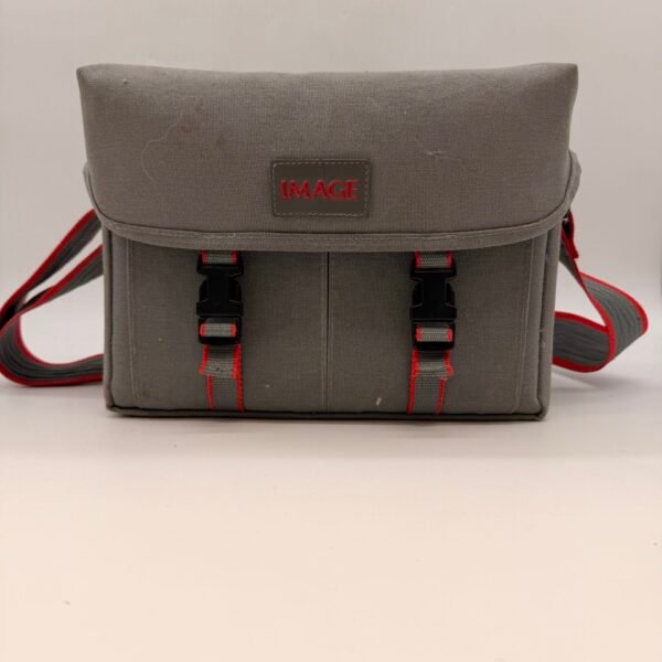 IMAGE Camera Shoulder Bag Gray Red Padded Carry Case Adjustable Strap