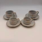 Vintage IONIA Hellas Greece Espresso Cups Gold Demitasse Set 4 Porcelain