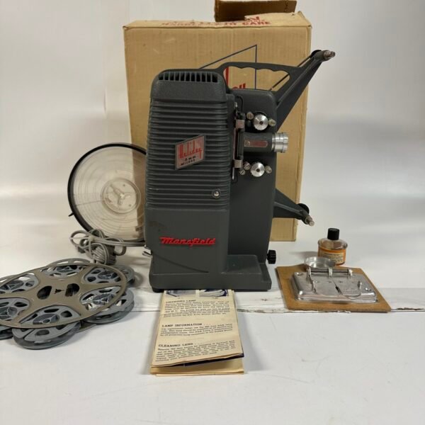 Vintage Mansfield Holiday 8mm Movie Projector Model 501 M-1000 w/ Box & Reels