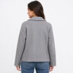 Banana Republic Gray Wool Blend Moto Jacket Women XL Cropped Zip Up - Image 2
