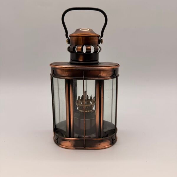 Vintage Brass Lantern Oil Lamp Glass Rustic Farmhouse Hong Kong
