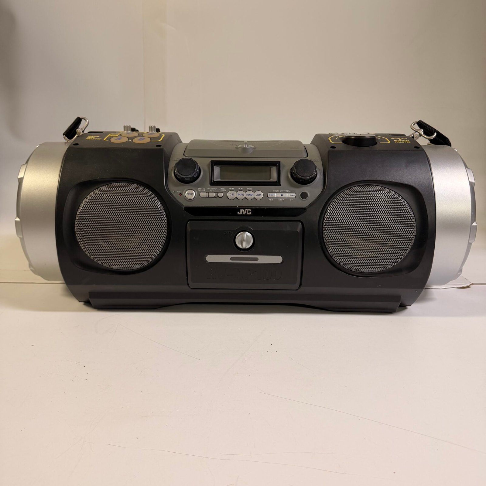 IMG_0143 JVC RV-DP100BK Boombox CD Radio Drum Pads Woofer WORKS! Cassette Not Working - Image 1