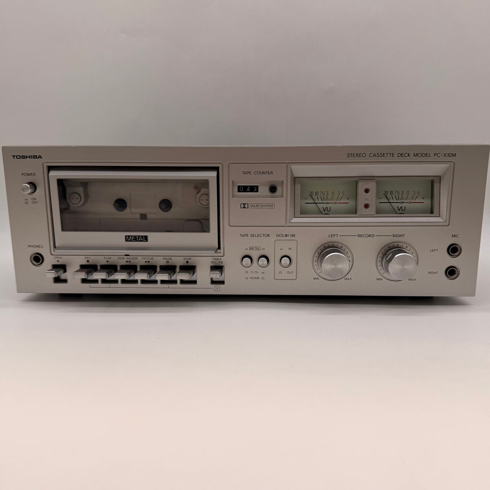 IMG_0323 Vintage Toshiba PC-X10M Stereo Cassette Deck Dolby VU Meter Made In Japan - Image 1