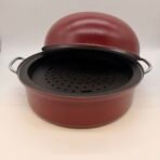 Indoor Stovetop Smoker Roaster Pan Dome Lid Smoking Rack Red Kitchen Cooker - Image 2