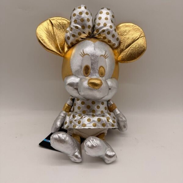 Disney Minnie Mouse Plush 15” Gold Silver Polka Dot Doll New Tags