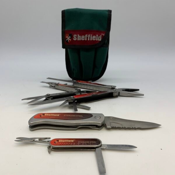 Sheffield Multi Tool Set Folding Knife Swiss Style Tool Pliers Kit With Pouch