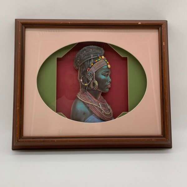 Framed African Portrait Wall Art Vintage Style Cultural Decor 45x38cm