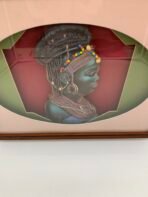 Framed African Portrait Wall Art Vintage Style Cultural Decor 45x38cm - Image 4