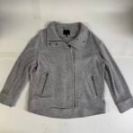 Banana Republic Gray Wool Blend Moto Jacket Women XL Cropped Zip Up - Image 3