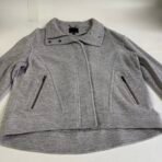 Banana Republic Gray Wool Blend Moto Jacket Women XL Cropped Zip Up - Image 4