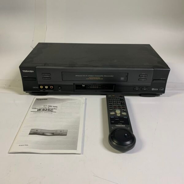 Vintage Toshiba VHS VCR W-625C 4 Head Hi Fi with Remote and Manual