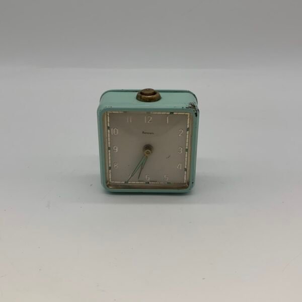 Vintage West Germany Alarm Clock Mid Century Turquoise Renown Desk Clock Retro Decor