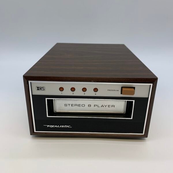 Vintage 1970s Realistic 8 Track Player Wood Grain Stereo Retro Audio Deck